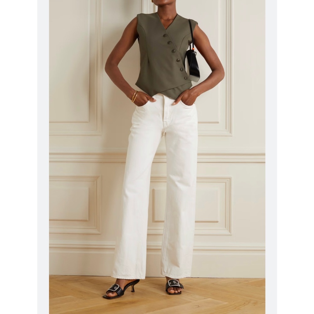 GRLFRND Brooklyn high-rise straight-leg jeans white